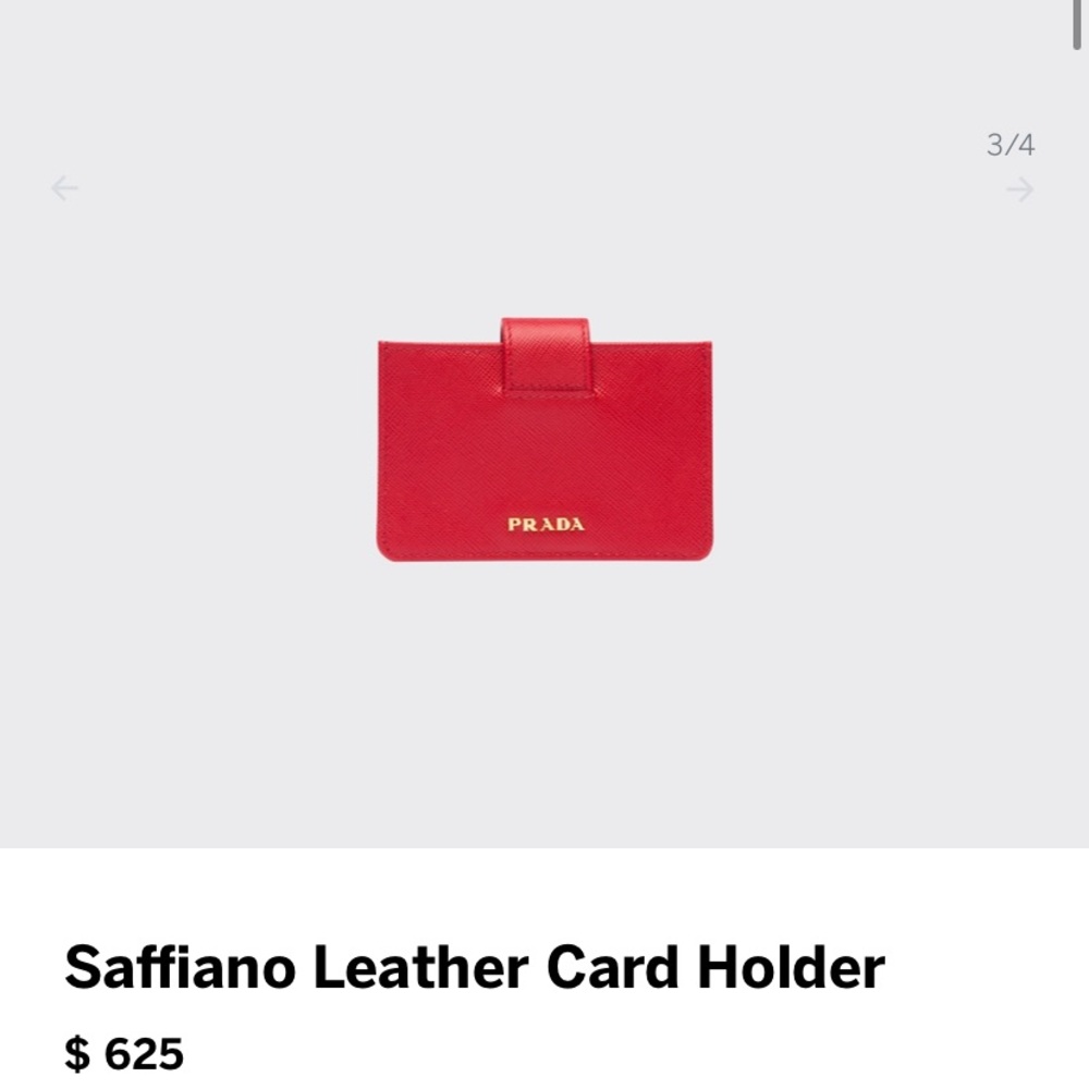 Authentic Prada Accordion Saffiano Leather Card Case in Fuoco - Red